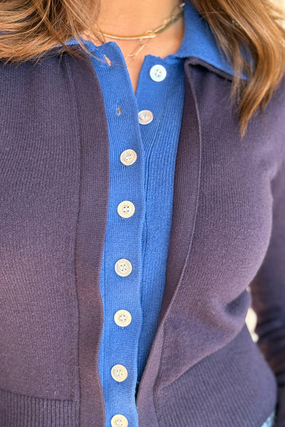 Kennedy Layered Look Collared Cardigan