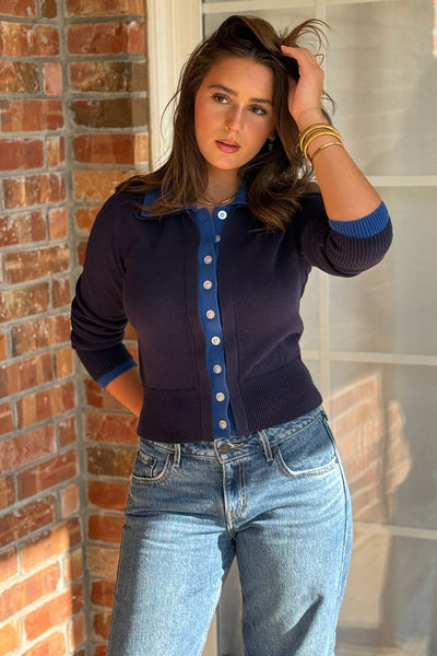 Kennedy Layered Look Collared Cardigan