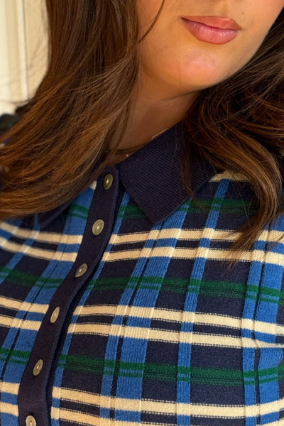 Campbell Plaid Ribbed Polo Sweater