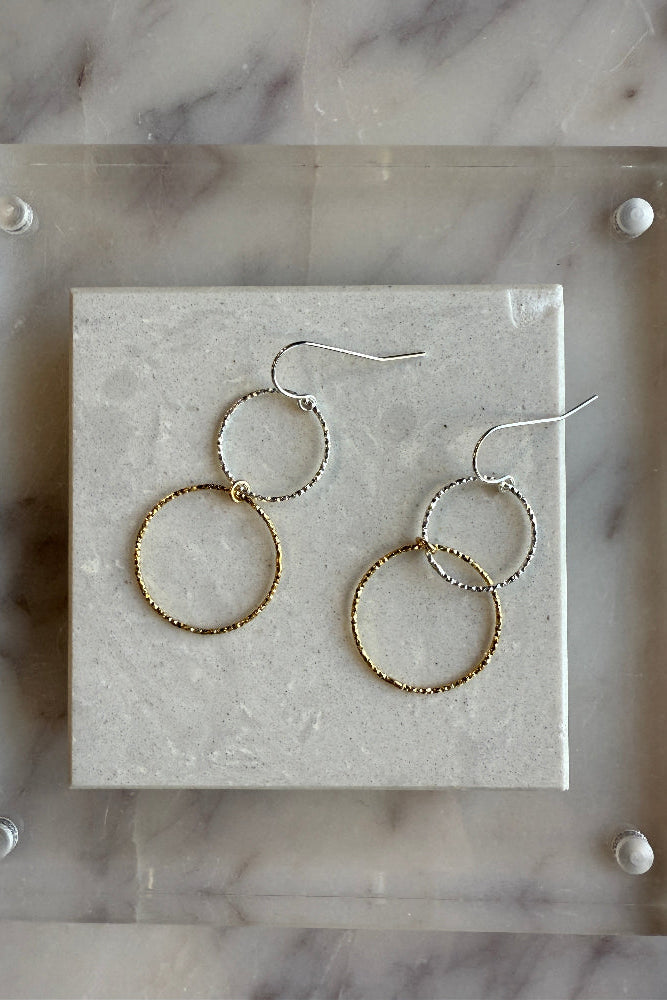 Aria Double Circle Drop Earrings