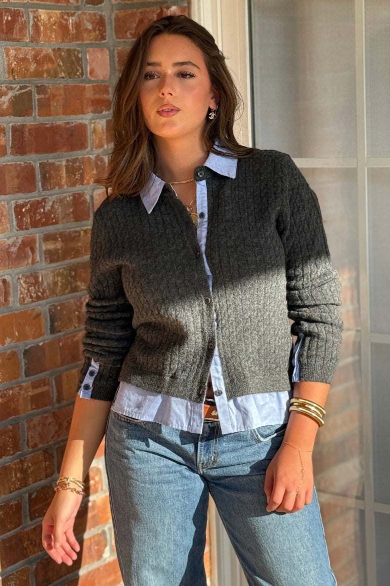 Tate Layered Look Shirt/Cardigan Combo