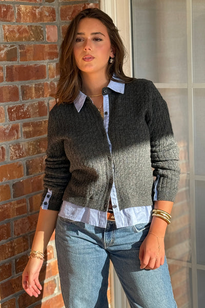 Tate Layered Look Shirt/Cardigan Combo