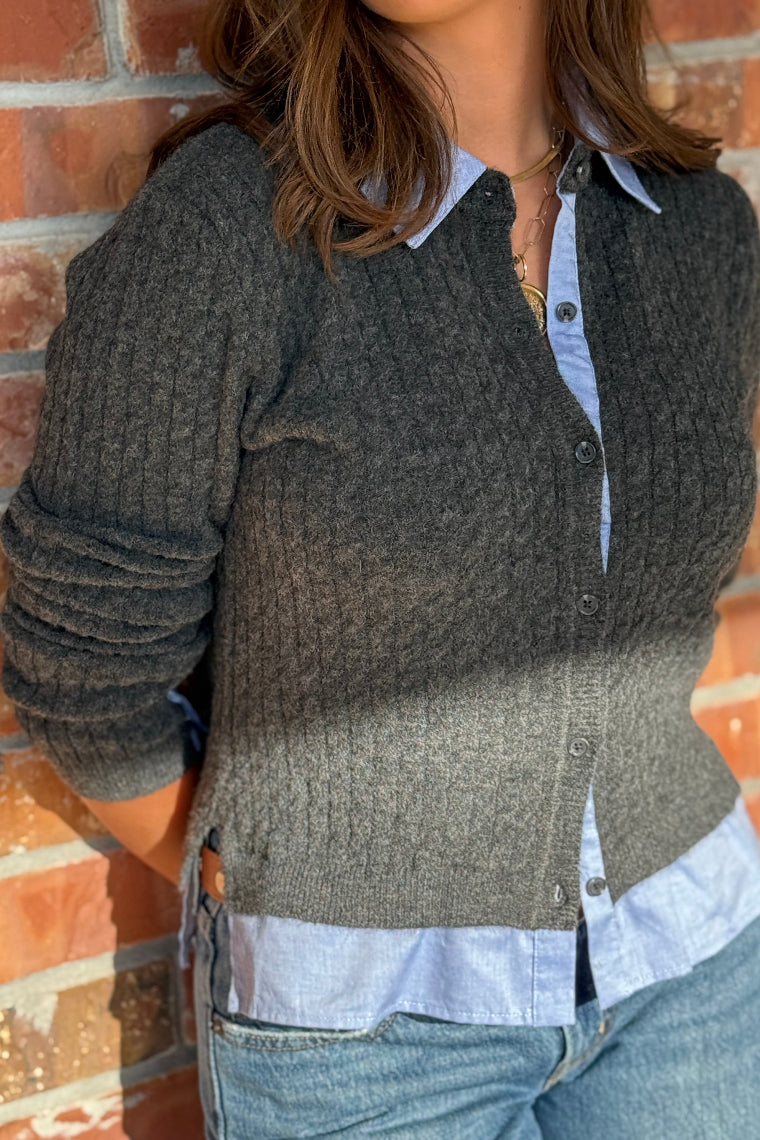 Tate Layered Look Shirt/Cardigan Combo