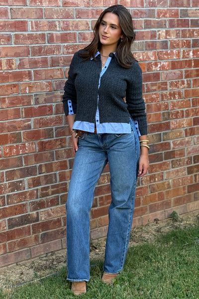 Tate Layered Look Shirt/Cardigan Combo