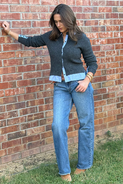 Tate Layered Look Shirt/Cardigan Combo