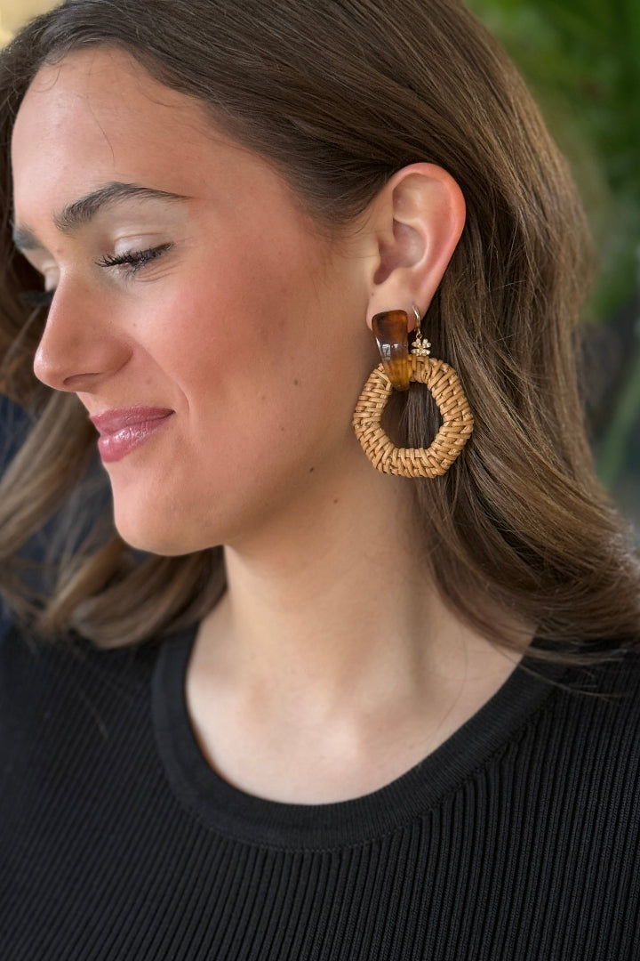 .Acrylic Rattan Hoop Earrings