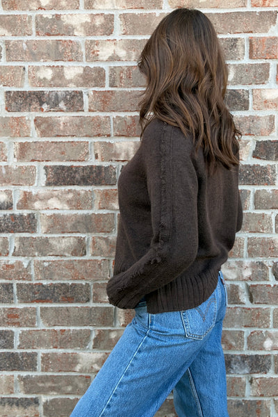 Mica V-neck Sweater With Fray Trim