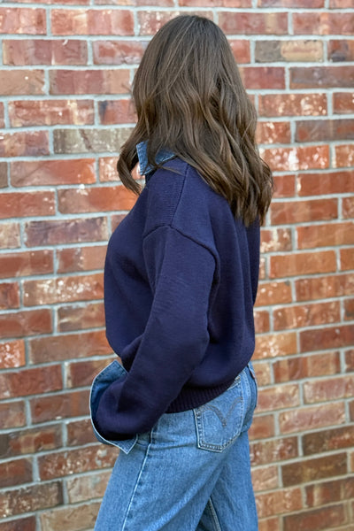 Blaire Sweater w/ Denim Trim