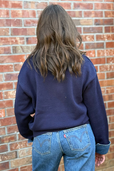 Blaire Sweater w/ Denim Trim