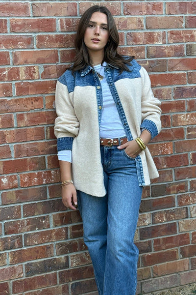 Jolene Denim & Sweater Shirt Jacket