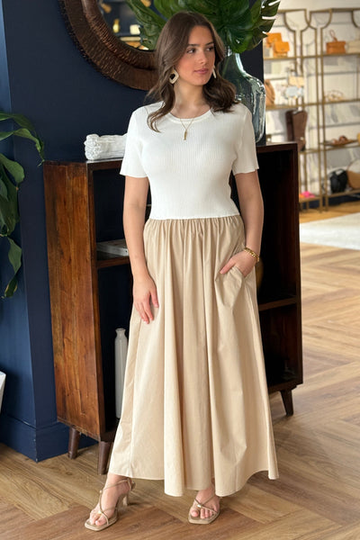 PRE-ORDER APRIL Megan Maxi Dress, Neutral