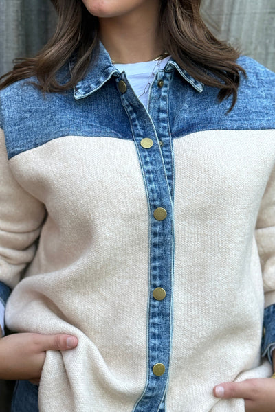 Jolene Denim & Sweater Shirt Jacket