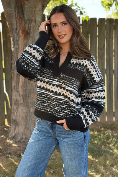 Aspen V-neck Sweater With Collar