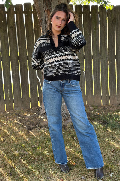 Aspen V-neck Sweater With Collar
