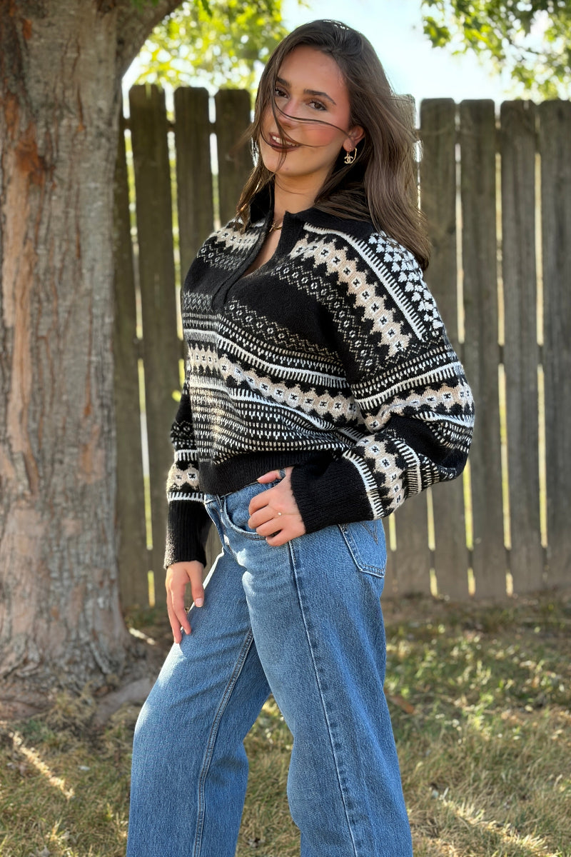 Aspen V-neck Sweater With Collar