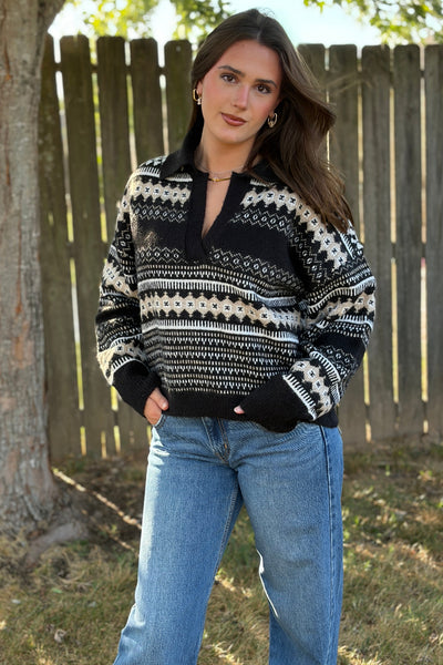 Aspen V-neck Sweater With Collar