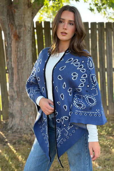 Camden Bandana Print Sweater Wrap