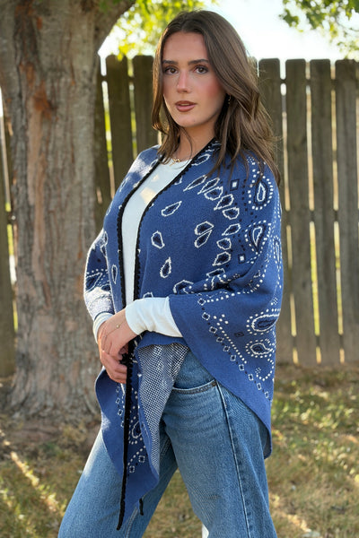 Camden Bandana Print Sweater Wrap