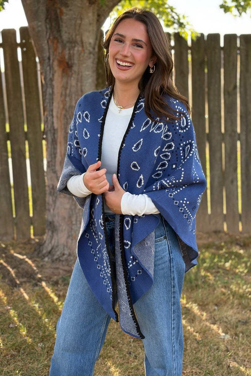 Camden Bandana Print Sweater Wrap