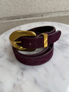 Aggie Faux Suede Belt, Chocolate Berry