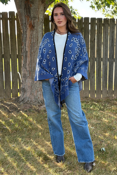 Camden Bandana Print Sweater Wrap