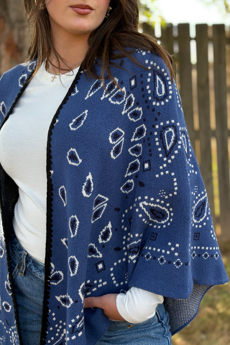 Camden Bandana Print Sweater Wrap