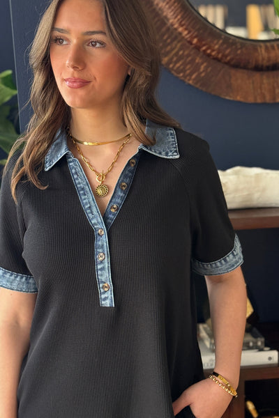 Lindsay Denim Collar Knit Dress