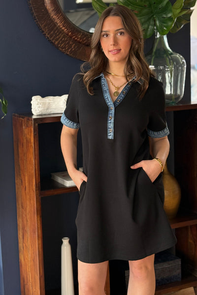 Lindsay Denim Collar Knit Dress