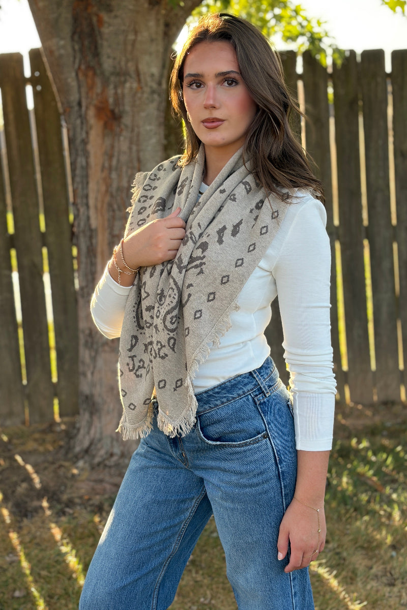 Lummie Large Scarf, Wheat