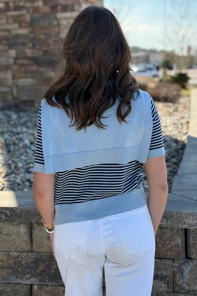 Alex Striped Layered Crew Sweater