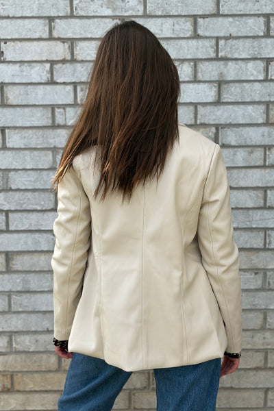 Miller Faux Leather Blazer, Cream