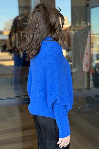 Kai Asymmetric Sweater, Cobalt