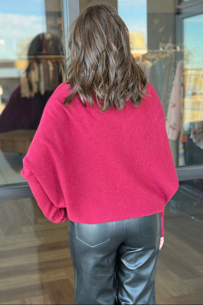 Kai Asymmetric Sweater, Bordeaux