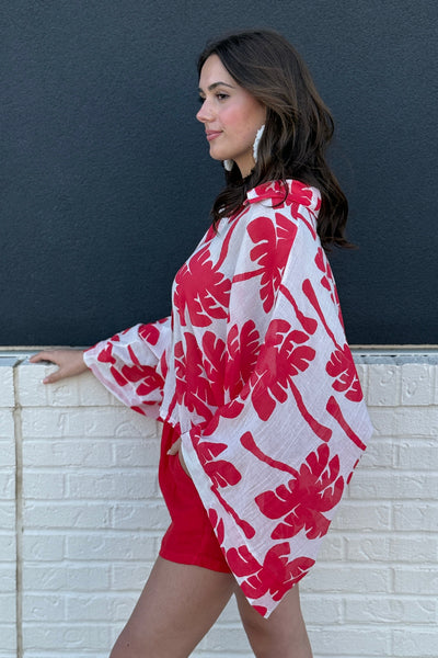 Summer Palm Printed Button Down