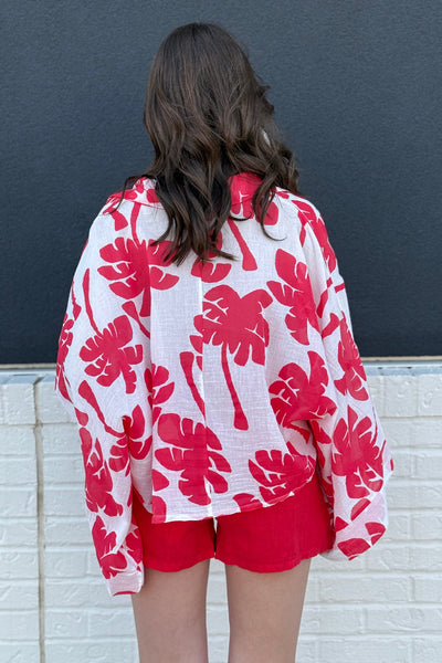 Summer Palm Printed Button Down