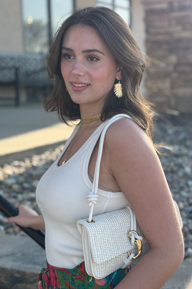 .Palm Leaf Drop Earrings