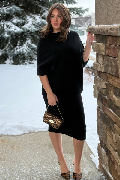 Michelle Asymmetrical Draped Sweater Dress