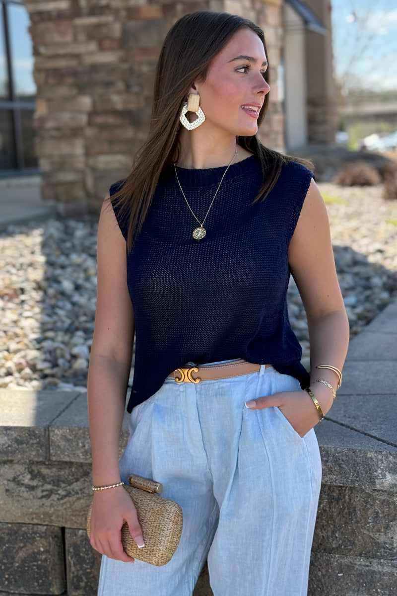 Mia Italian Sweater, Navy