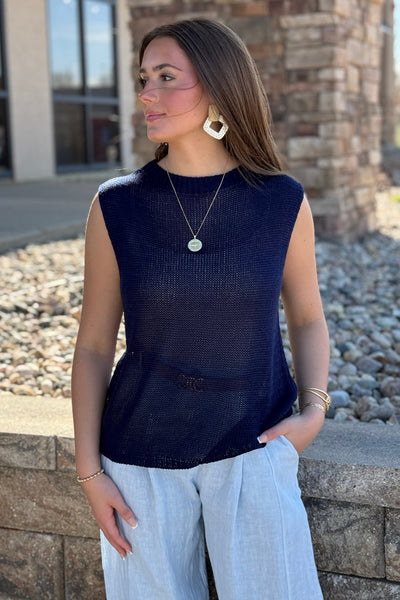 Mia Italian Sweater, Navy