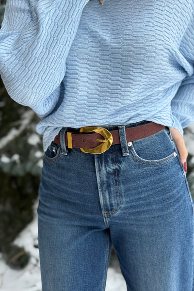 Aggie Faux Suede Belt, Espresso