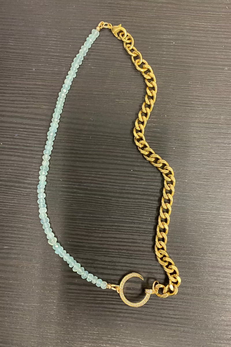 .Gemstone & Chain Necklace