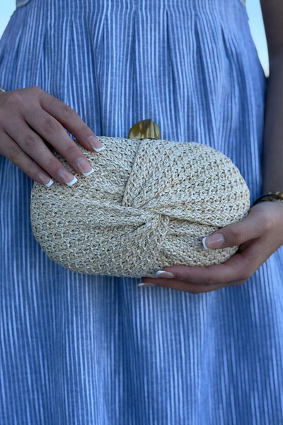 Maren Rattan Knot Clutch