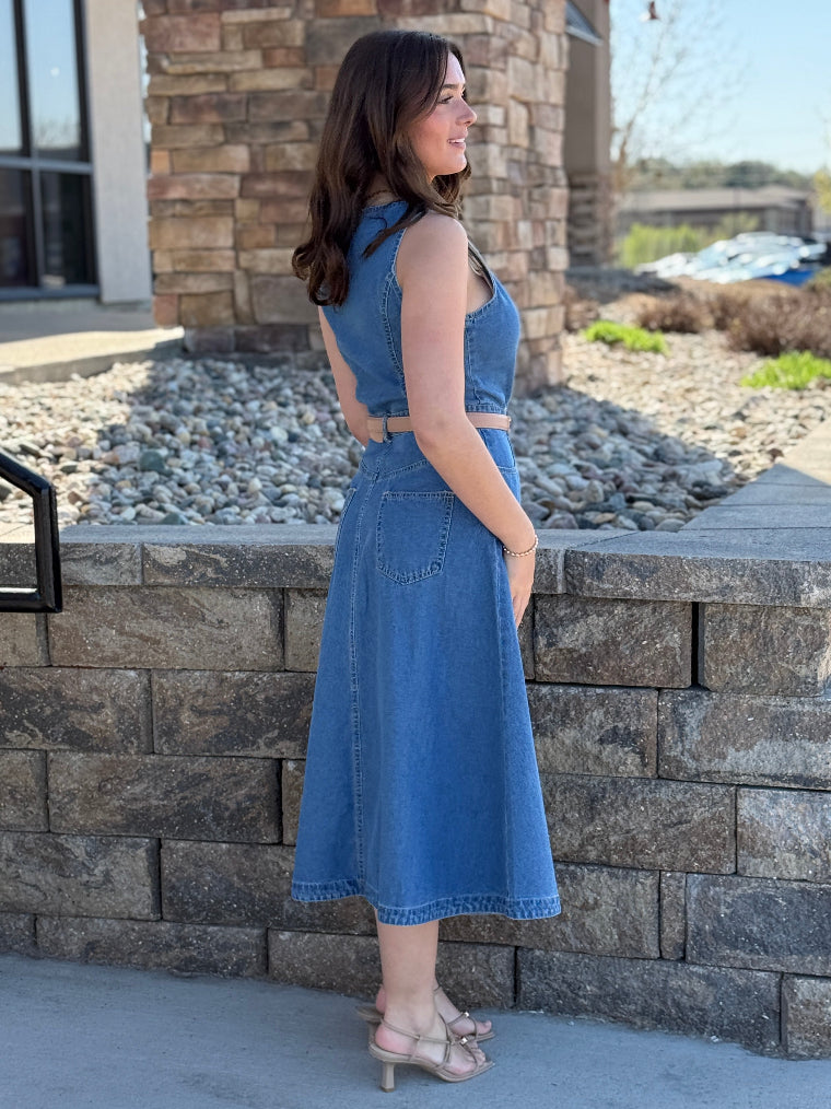 rust denim dress Rust Braided Denim Dress
