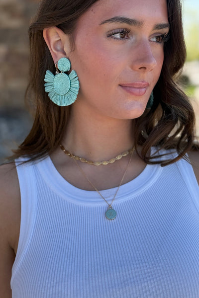 Raffia Drop Fan Earrings