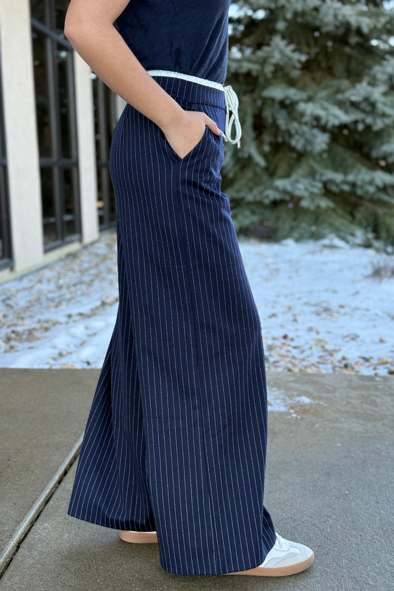 Mandi Pinstripe Drawstring Trousers
