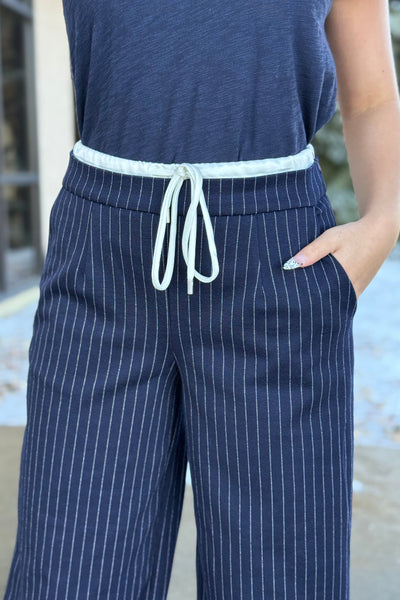 Mandi Pinstripe Drawstring Trousers