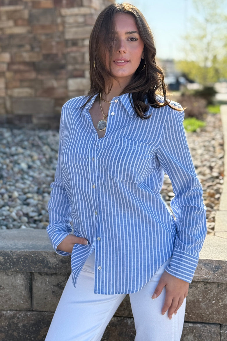 Bristol Cotton/Linen Blend Striped Shirt Bristol Cotton/Linen Blend Striped Shirt