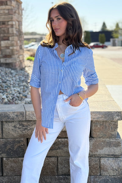 Bristol Cotton/Linen Blend Striped Shirt