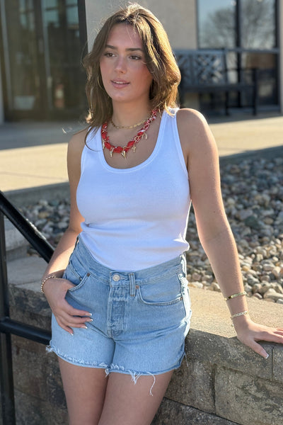 Western Scarf Chain Necklace, Red