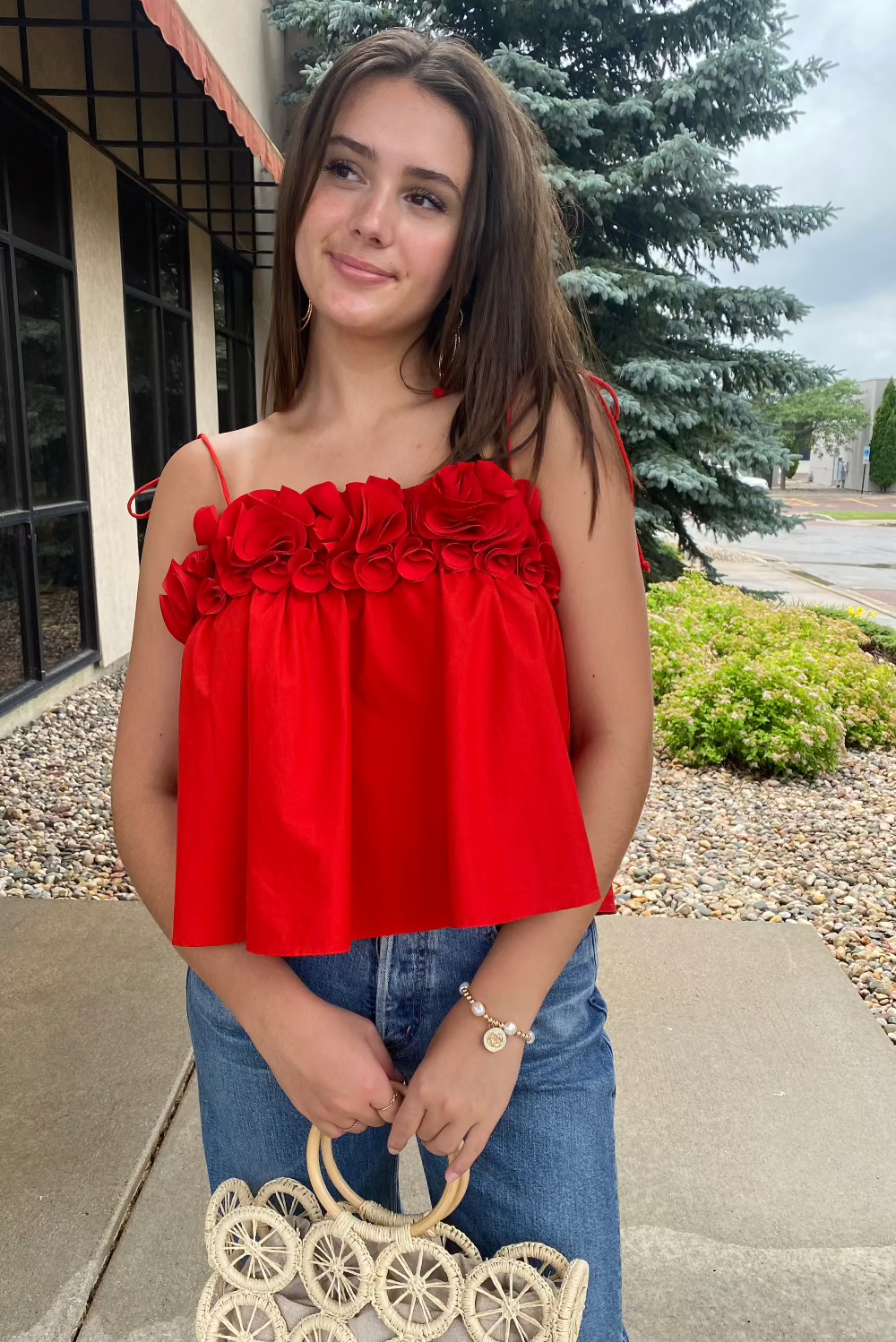 Saylor Cece Ruffle Poplin Top